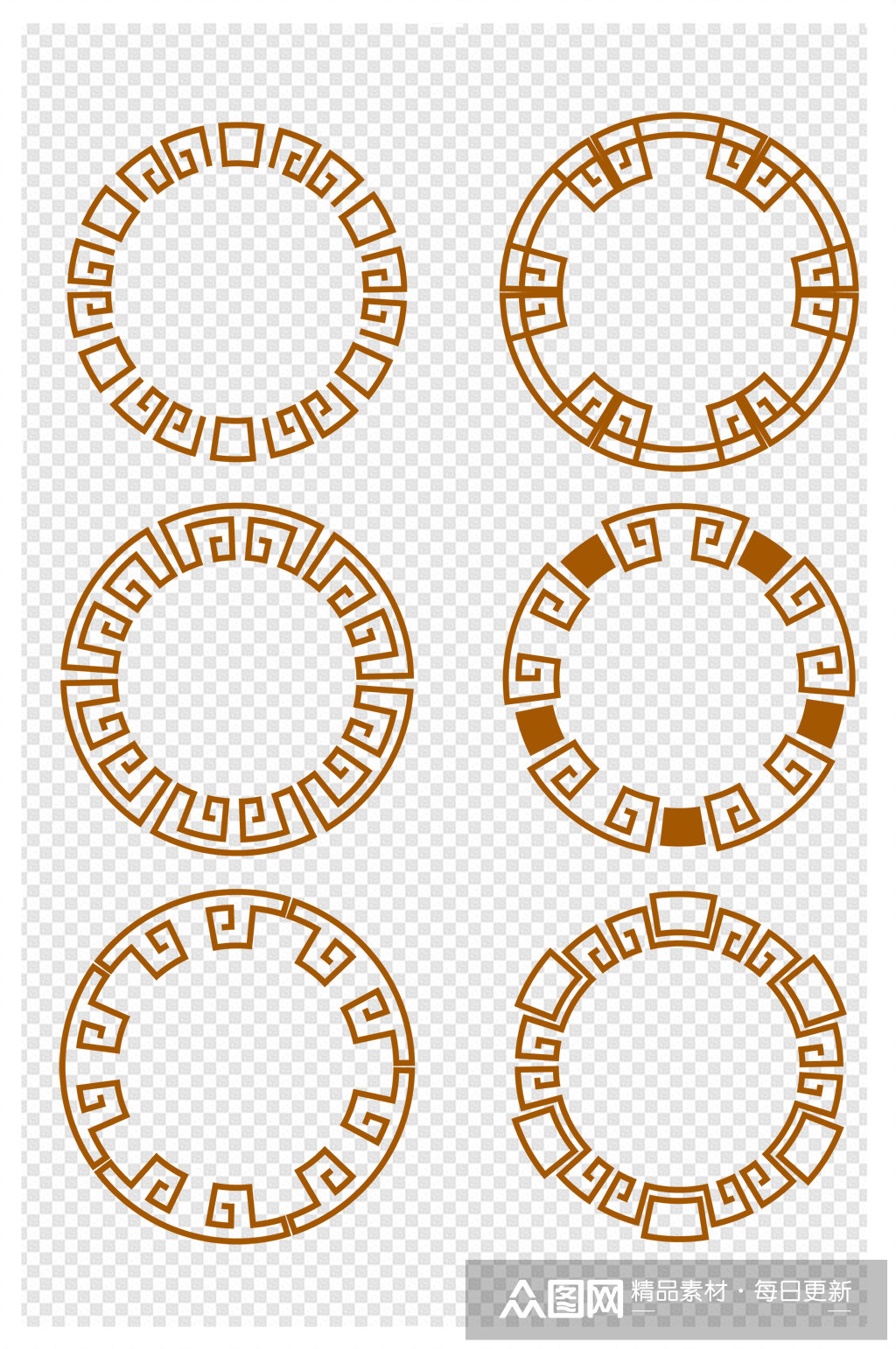 中式古典花纹回纹圆形边框中国风装饰边框