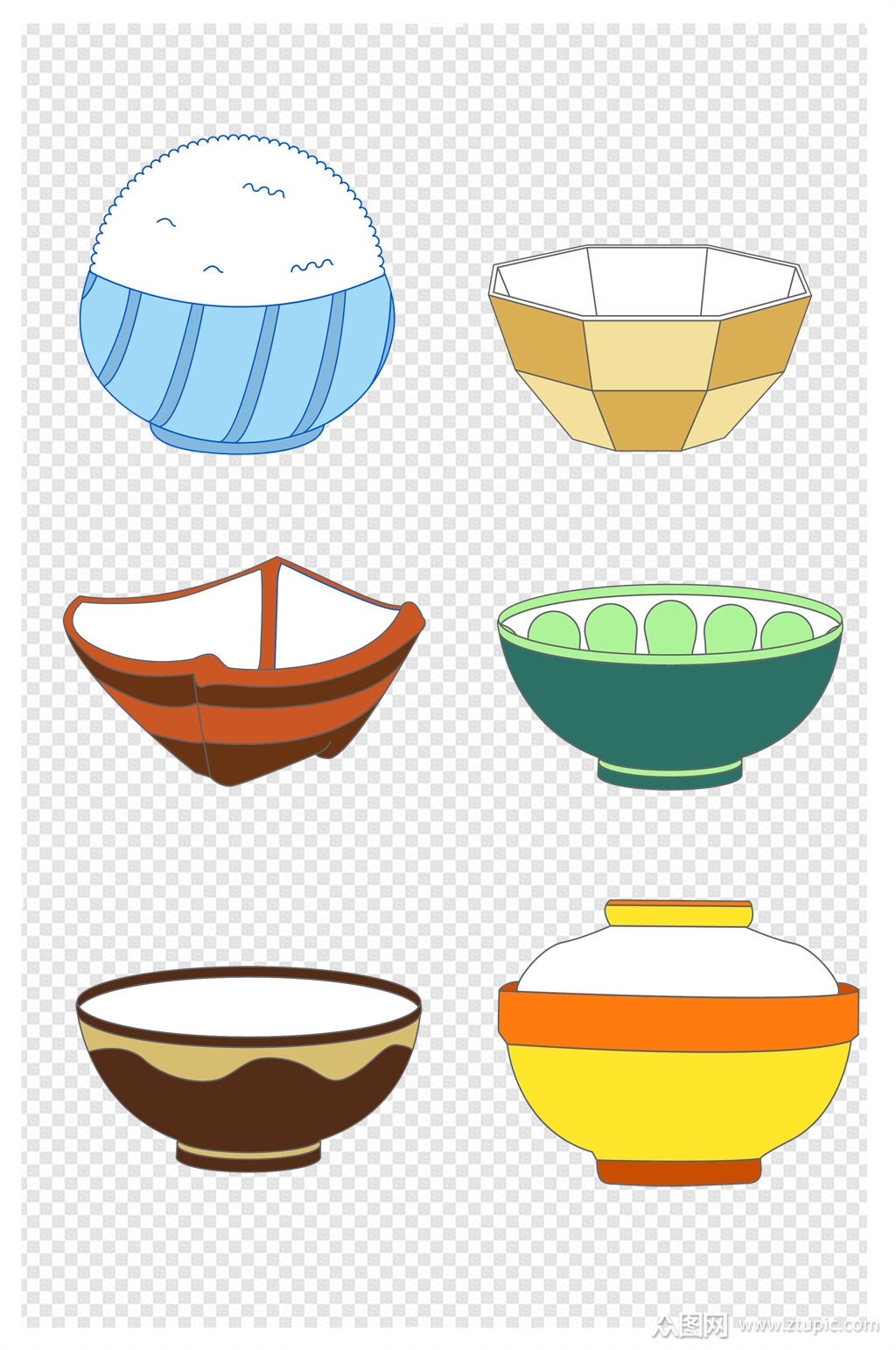 米饭饮食餐饮碗盘线条素材