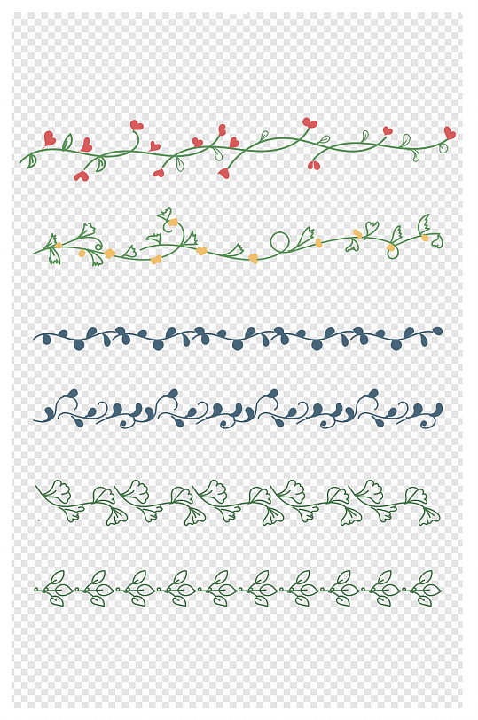 手绘卡通树叶花朵花边文本分割线