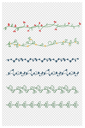 手绘卡通树叶花朵花边文本分割线