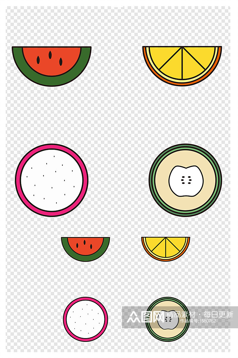 扁平清新简约水果图标素材