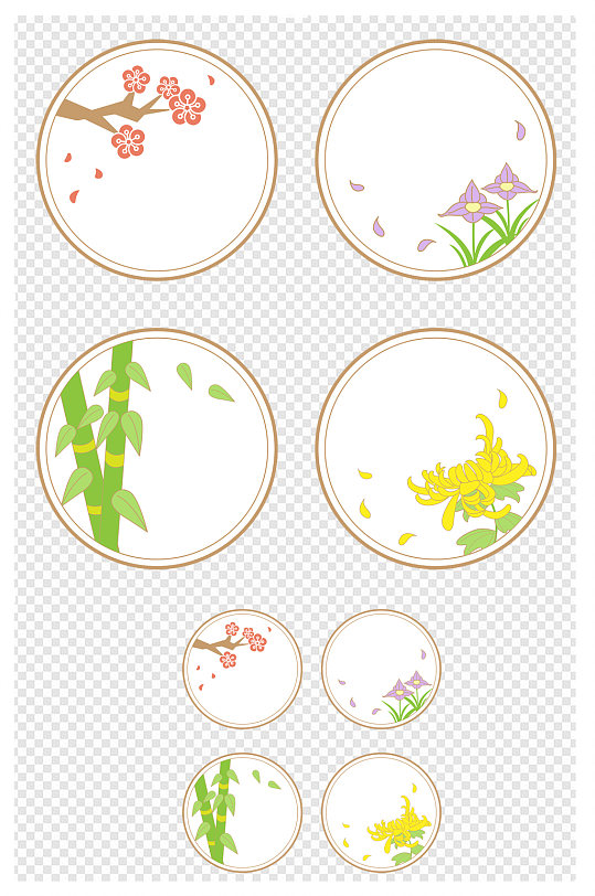 梅兰竹菊边框元素素材