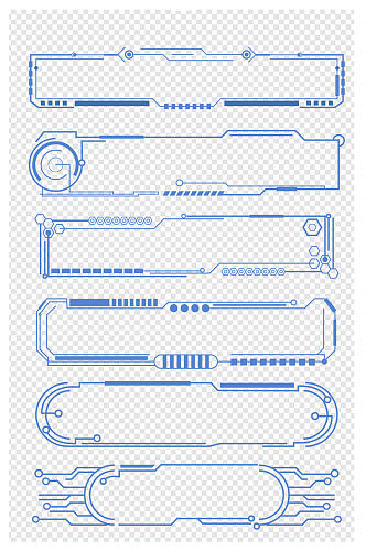 蓝色科技感线条边框标题框文本框