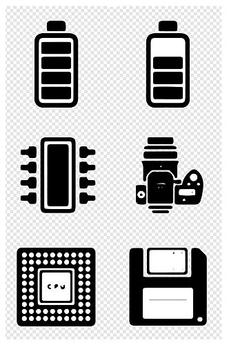 电子元件电池多媒体图标表示素材
