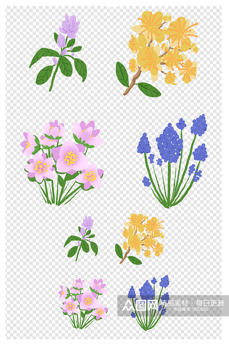 花朵花卉树叶叶子小清新卡通元素花边花框 小清新手绘元素素材