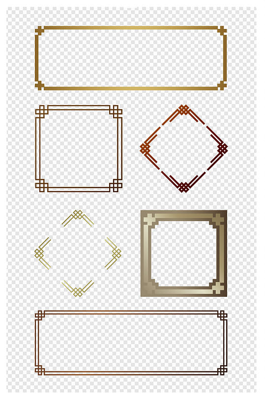 中式传统金属质感边框纹样窗框
