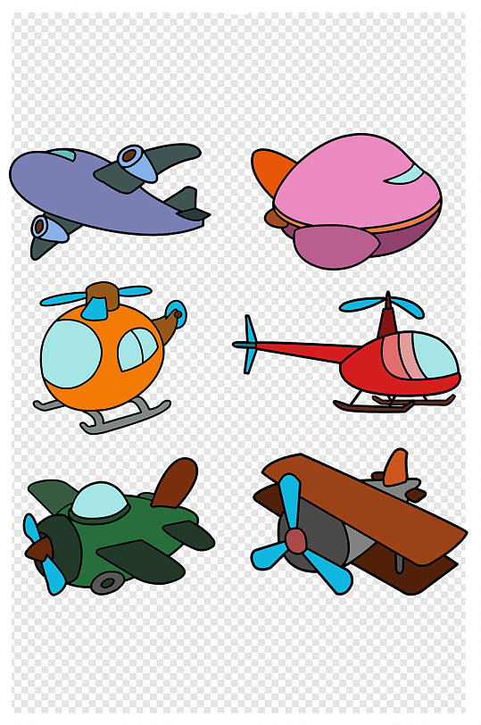 卡通飞机组图可爱飞机素材各式卡通飞机
