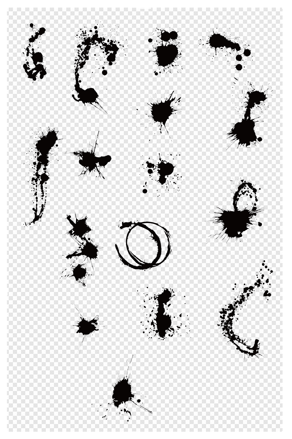 毛笔笔触喷射泼墨水墨笔素材