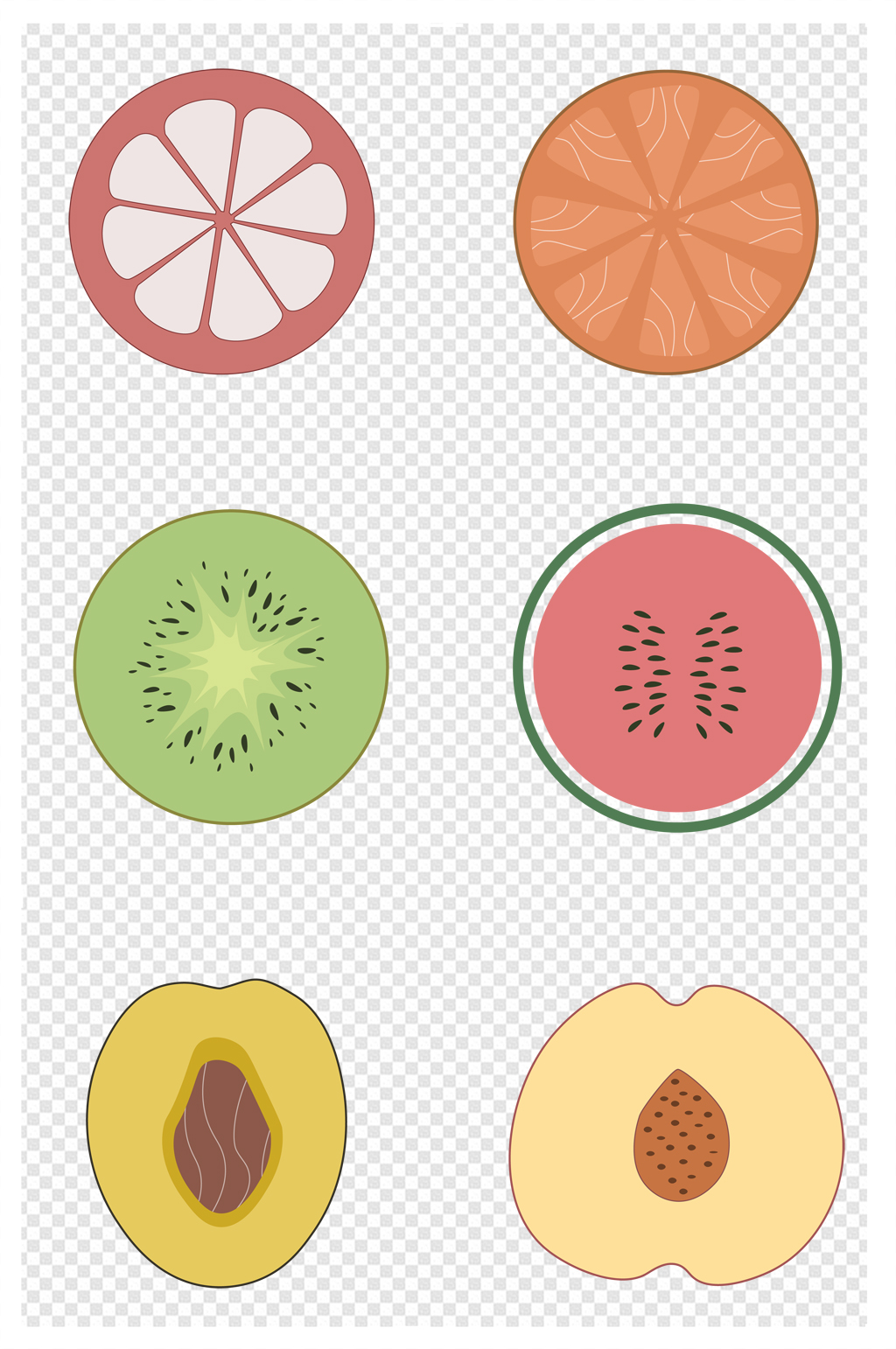 小清新水果切面卡通矢量