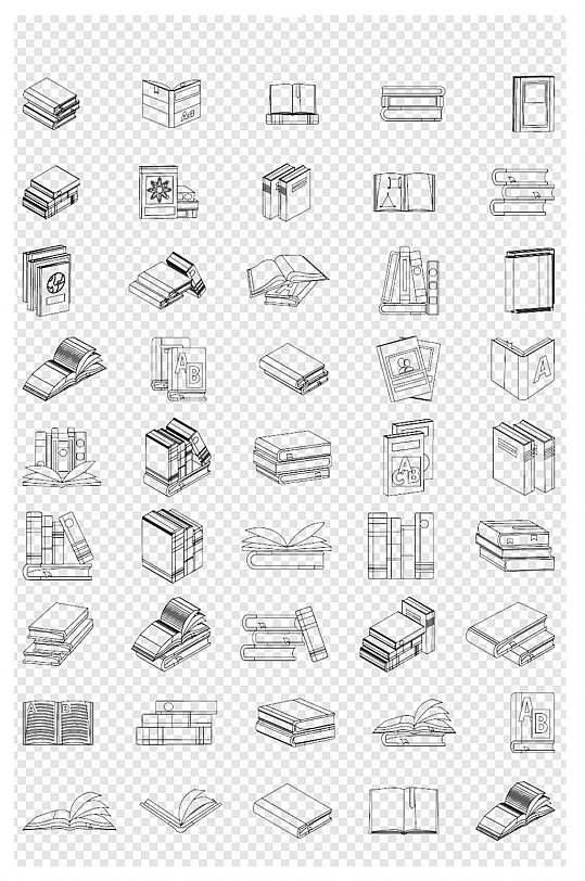 简约现代学校课本教科书课外书线描手绘素材