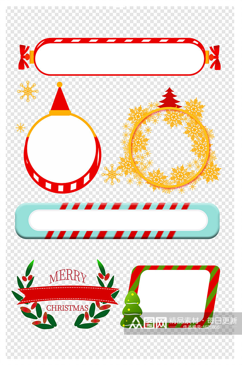 圣诞装饰元素标题框文本框边框圣诞节素材