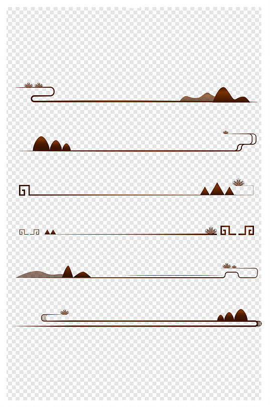 中式古风页眉页脚冬季雪花祥云装饰素材