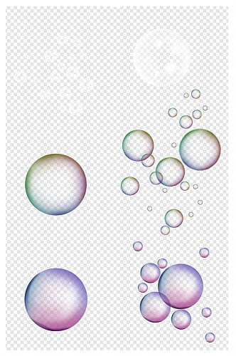 漂浮白色透明彩色泡泡海洋气泡装饰元素素材