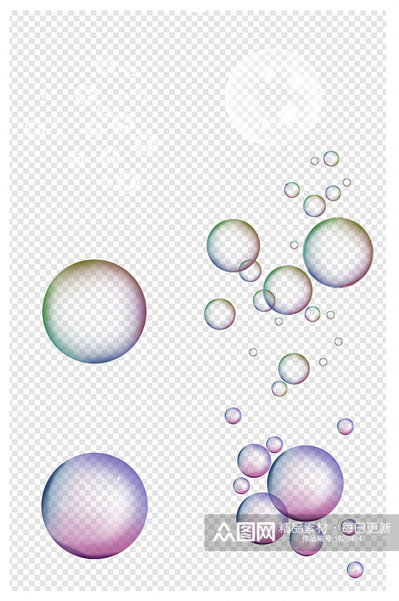 漂浮白色透明彩色泡泡海洋气泡装饰元素素材素材
