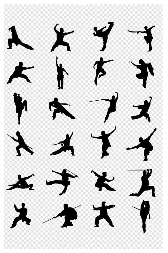 人物中国传统文化功夫太极运动健身手绘素材