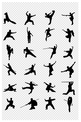 人物中国传统文化功夫太极运动健身手绘素材