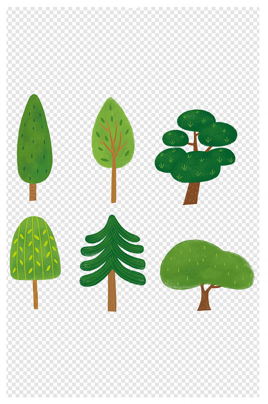 手绘树卡通植物素材