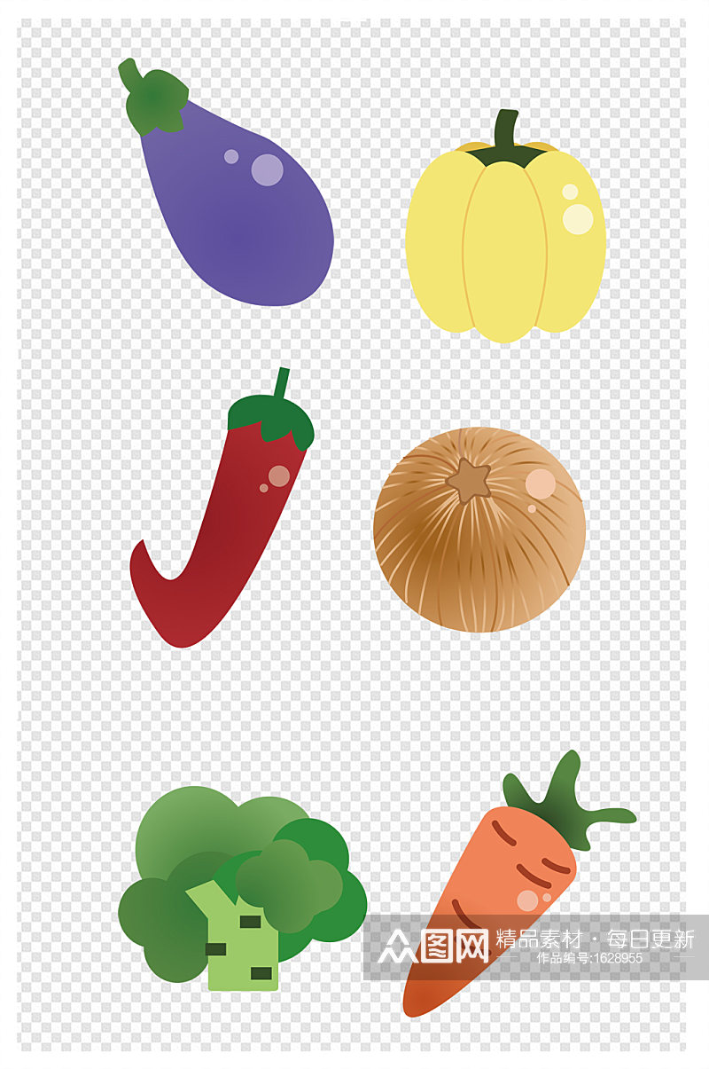 蔬菜罗布茄子花菜卡通元素素材