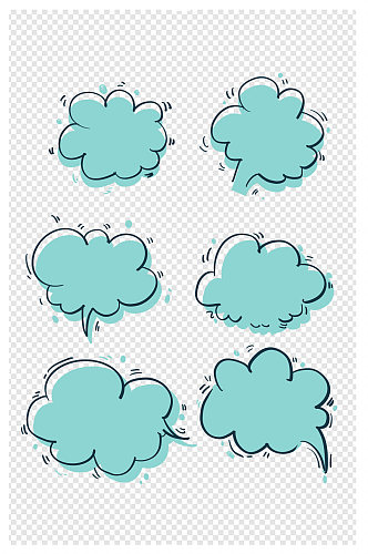 手绘小清新浅蓝色云朵气泡对话框文本框