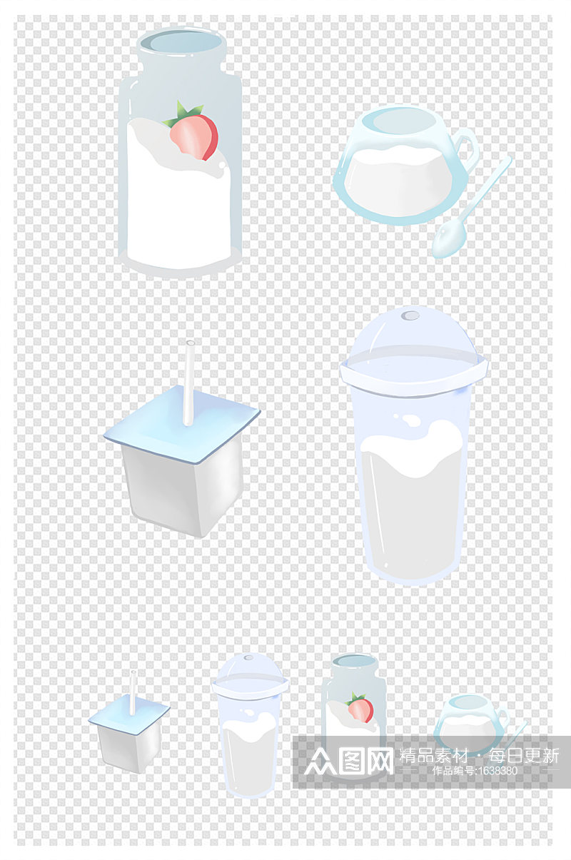 酸奶背景手绘卡通酸奶元素小清新简约素材