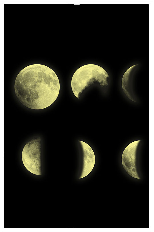 月亮圆月残月半月素材
