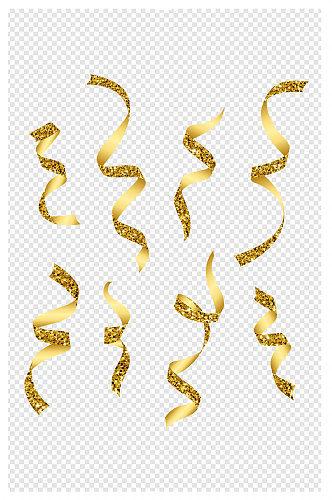 金色质感节日装饰彩带飘带素材