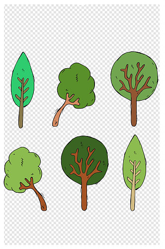卡通绿色小树树木
