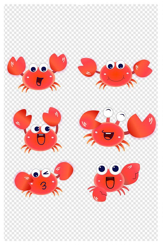 红色卡通螃蟹手绘可爱