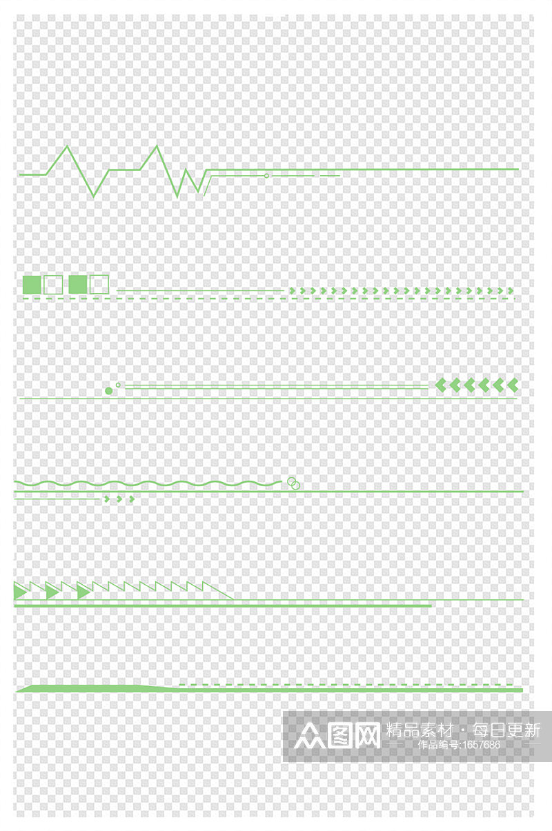 简约线条小清新绿色页眉页脚分割线素材素材