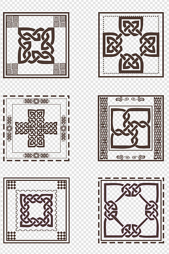 复古中国风古典装饰纹理纹样方框设计素材