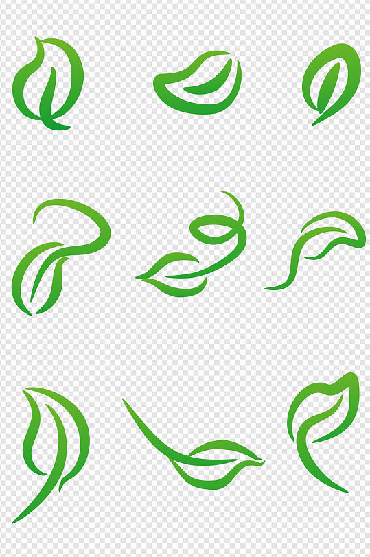 绿色叶子植物线条装饰图案