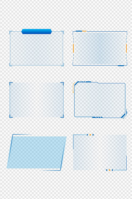 蓝色科技方框文字框标题框