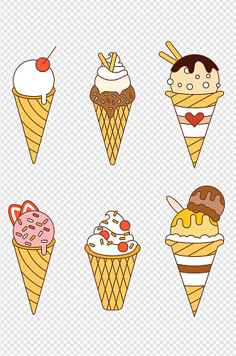 夏天清凉解暑描边冰淇淋