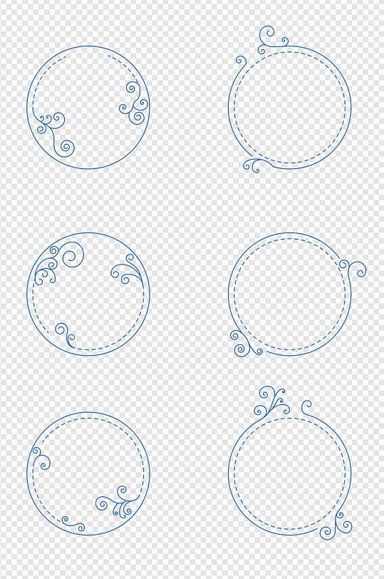 中式手绘螺旋云纹圆形装饰边框标题框文本框