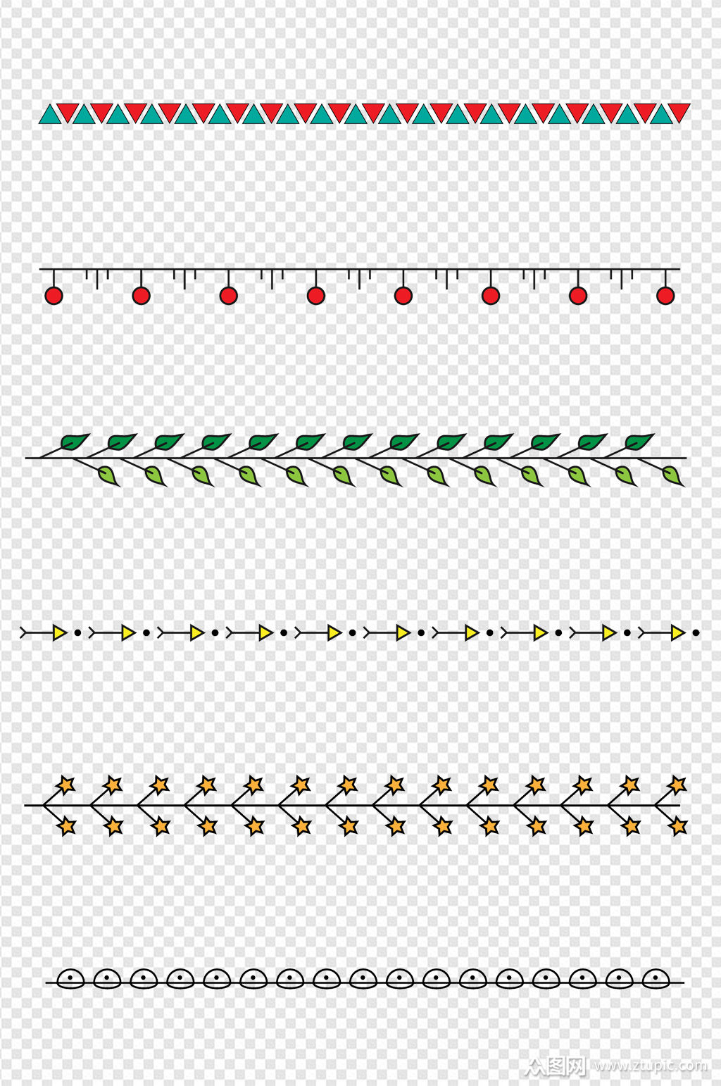 分割线手绘可爱风彩色花纹装饰素材