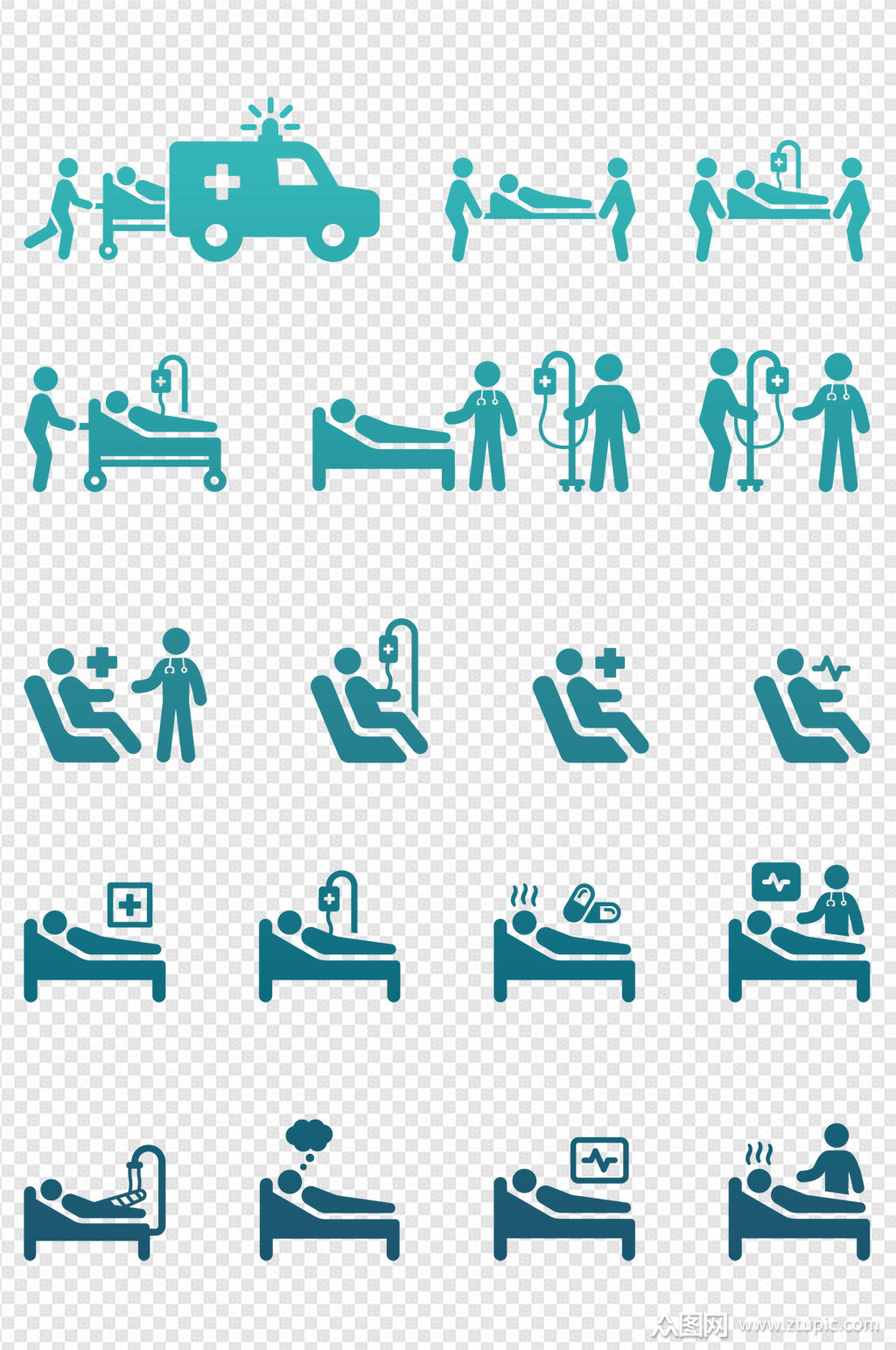 医院医学急救输液问诊抢救治疗医生图标