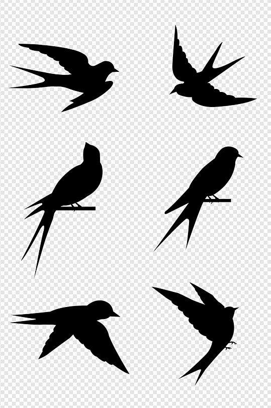 手绘鸟类空中飞翔的小燕子剪影元素