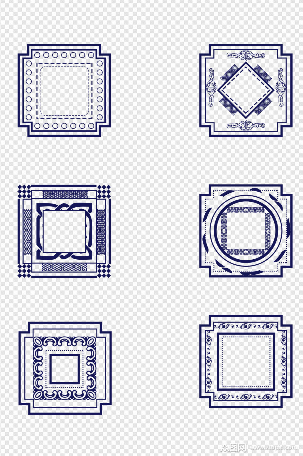 中国风传统古典装饰线条纹理纹样方框