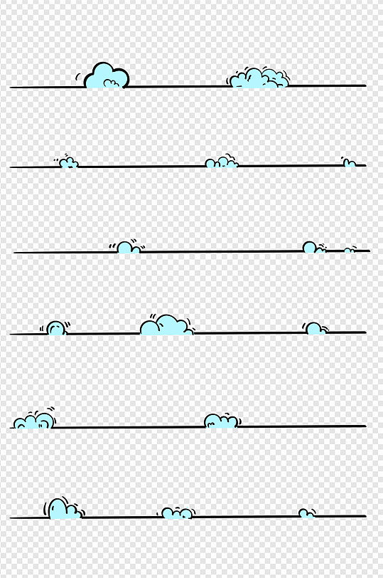 手绘小清新云朵页眉页脚线条装饰元素