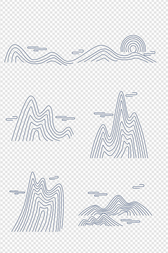 中国风中式传统线性祥云纹线条纹理装饰