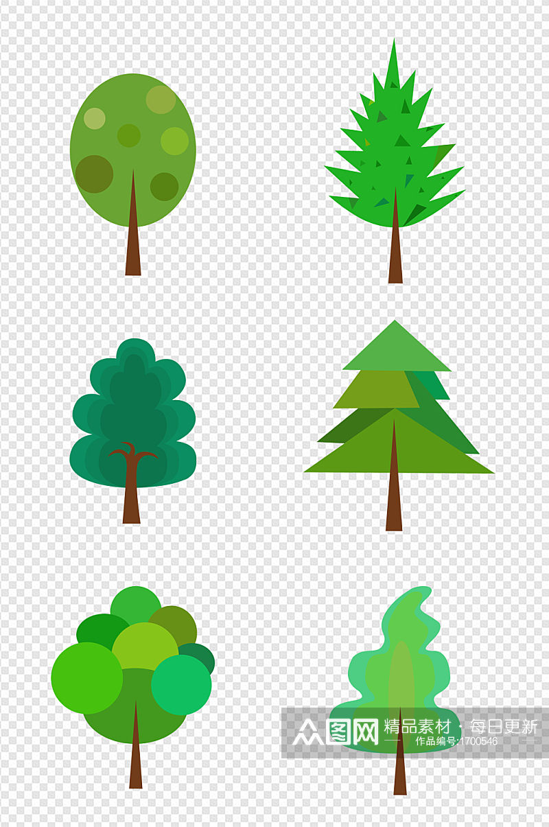 卡通树植树节元素素材