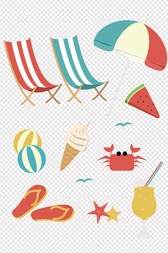 夏日元素图案卡通装饰海边度假