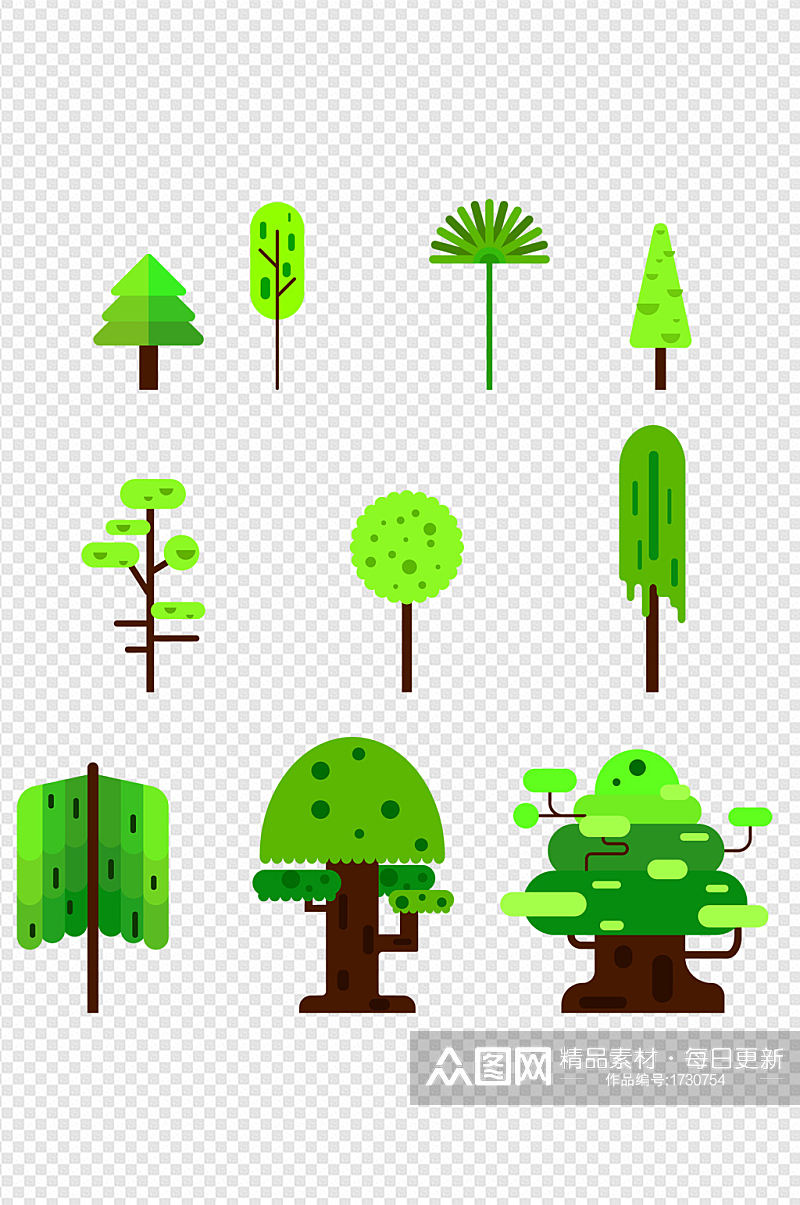 绿色环保树木卡通素材