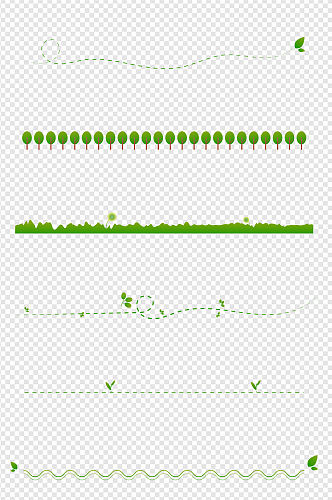 小清新分割线绿叶植物叶子分割线