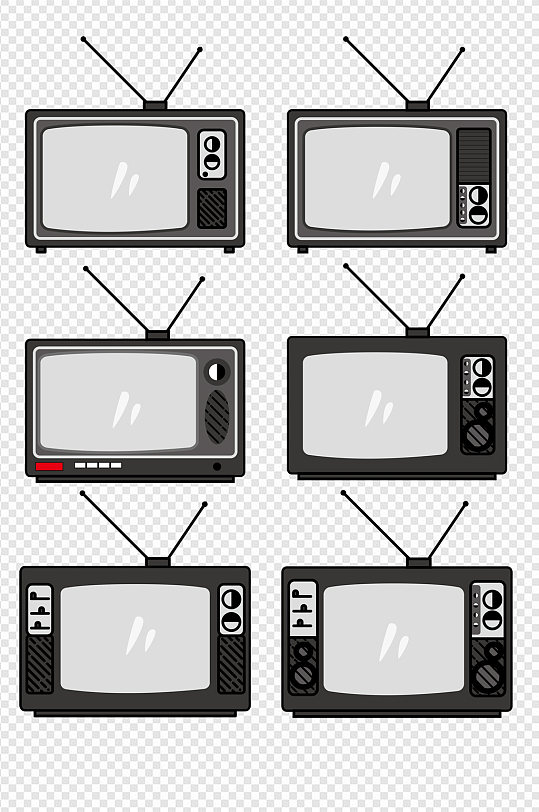 复古手绘电视机设计元素套图尺寸