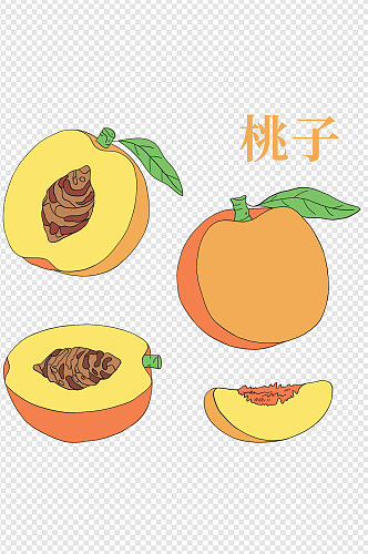 卡通手绘桃子油水蜜桃桃植物美食水果素材