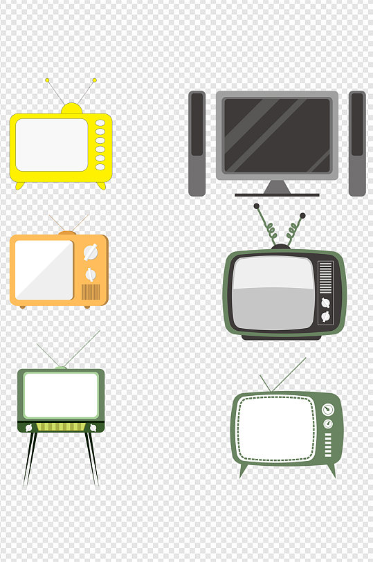 手绘电视卡通可爱电器扁平风简约免抠元素
