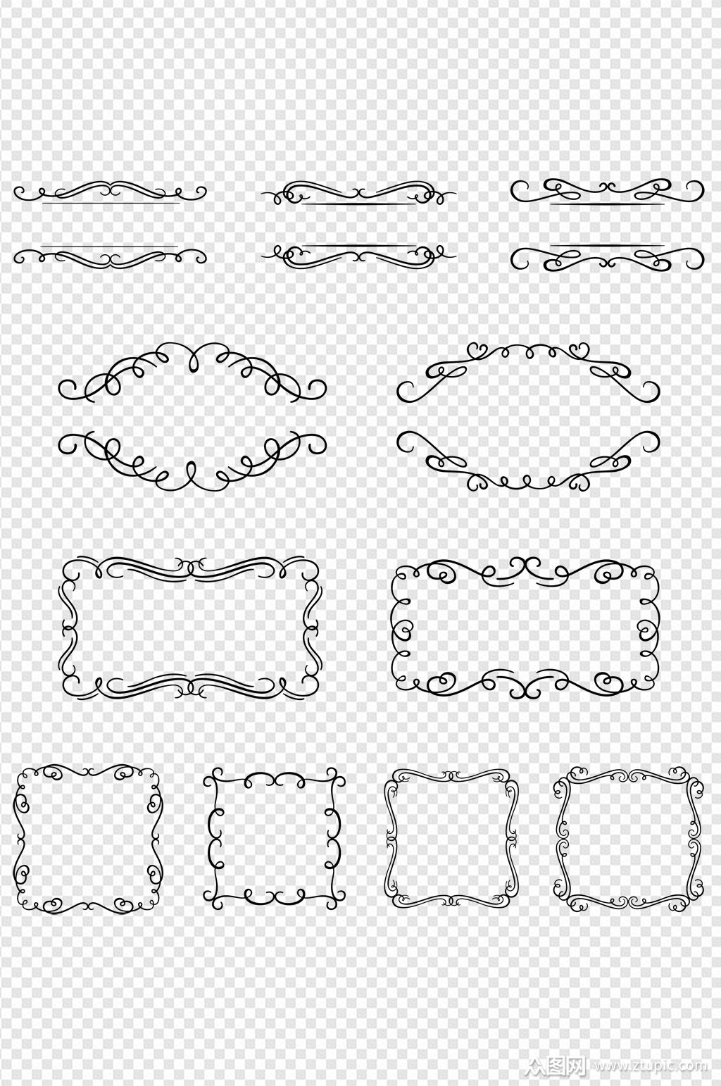 欧式古典复古花纹边框文本框装饰素材