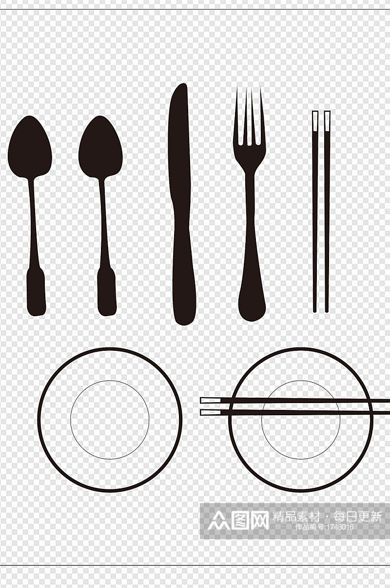 厨房用品刀叉勺筷子素材