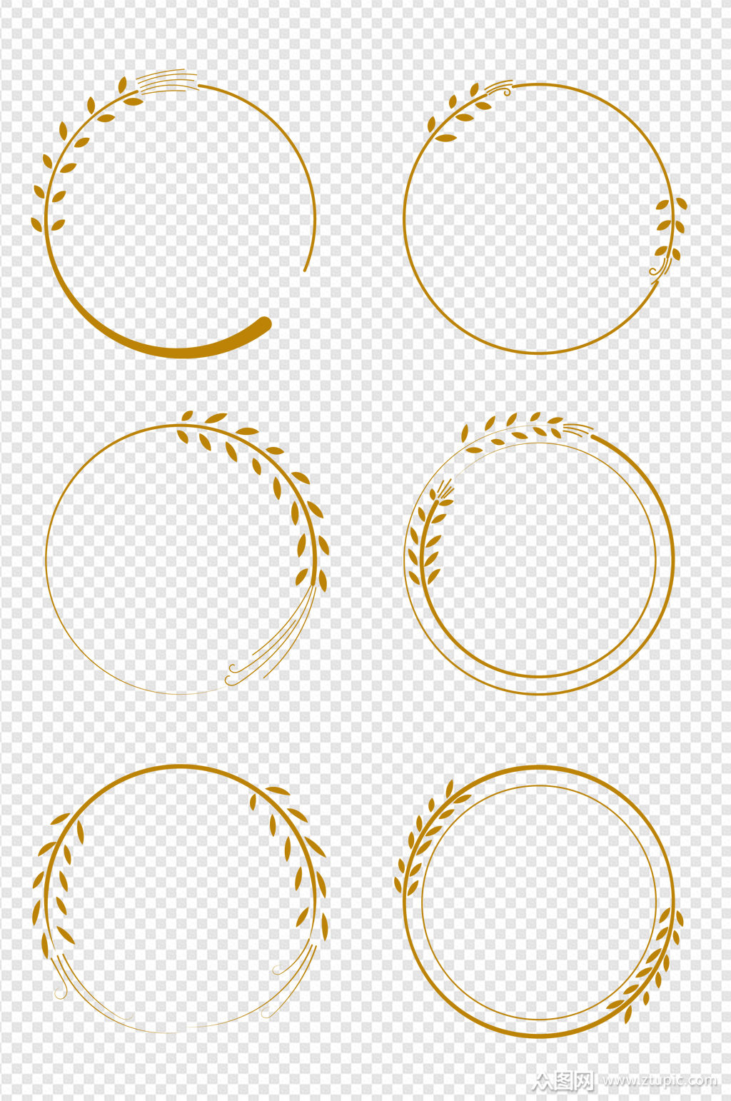 麦穗麦芽装饰圆形边框标题框文本框内容框